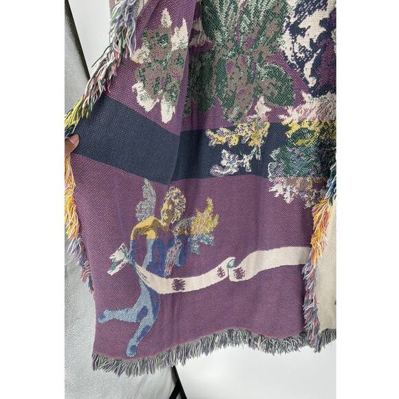 Vintage All in the Bag Coat tapestry blanket fringe 90s cherub open front quirky - Picture 5 of 10